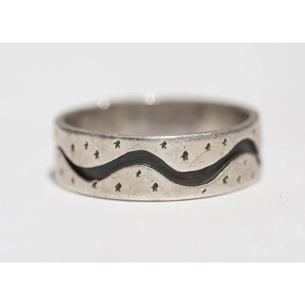 Vidal Aragon Santo Domingo 14k Gold Sterling Silver Storyteller Ring Size 11.5